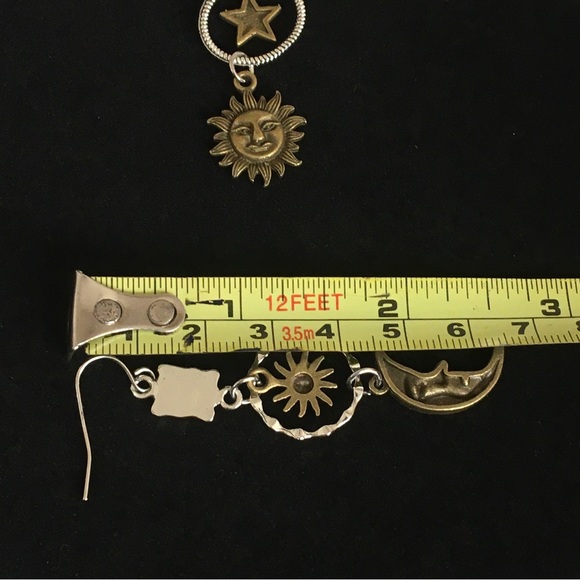 Celestial Sun Moon Face Retro Bohemian Style Dangle Earrings - Picture 6 of 7